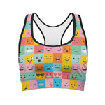 Colorful Emoji Pattern Print Women's Sports Bra