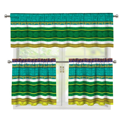 Colorful Ethnic Pattern Print 3 Piece Kitchen Curtains