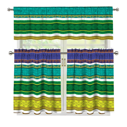 Colorful Ethnic Pattern Print 3 Piece Kitchen Curtains