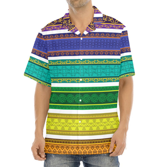 Colorful Ethnic Pattern Print Aloha Shirt