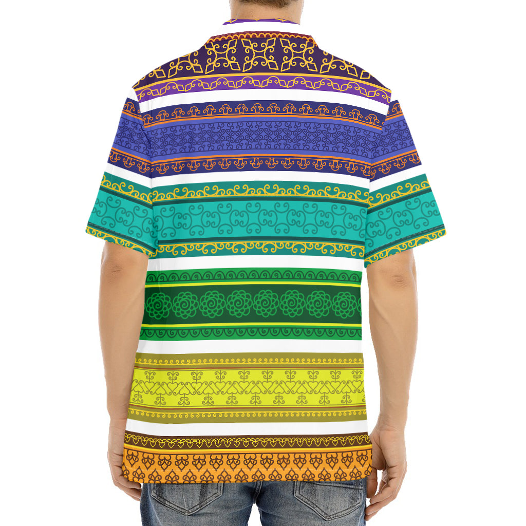 Colorful Ethnic Pattern Print Aloha Shirt