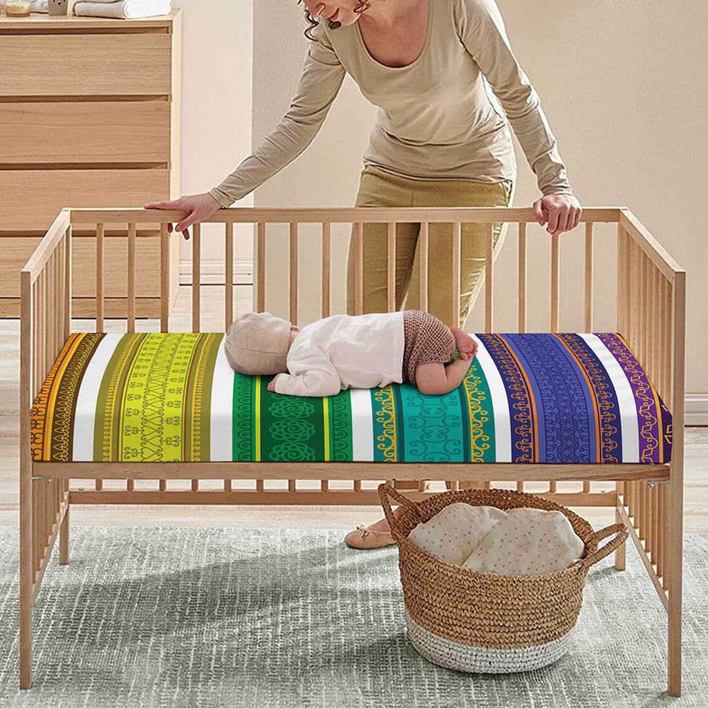 Colorful Ethnic Pattern Print Baby Crib Sheet