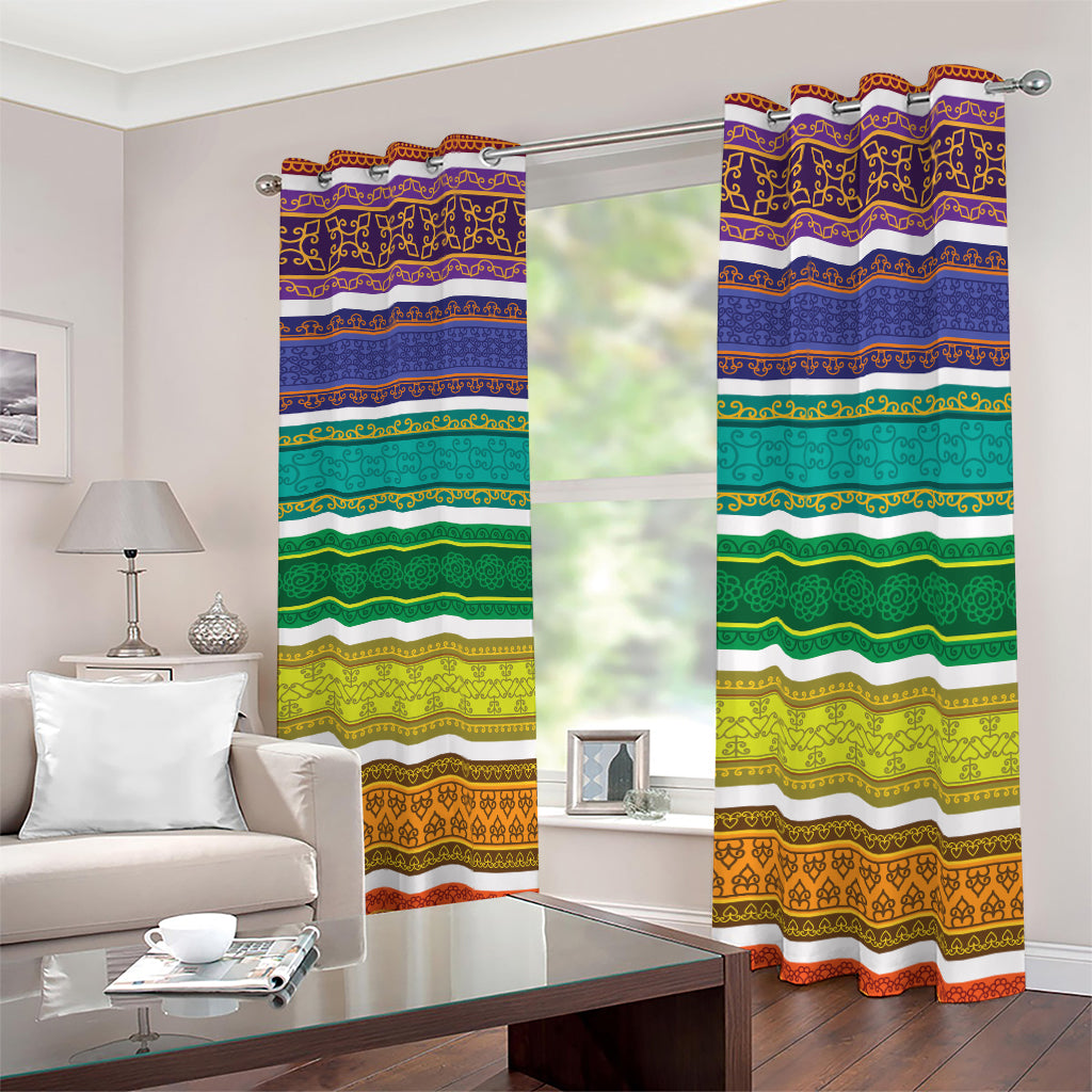 Colorful Ethnic Pattern Print Blackout Grommet Curtains