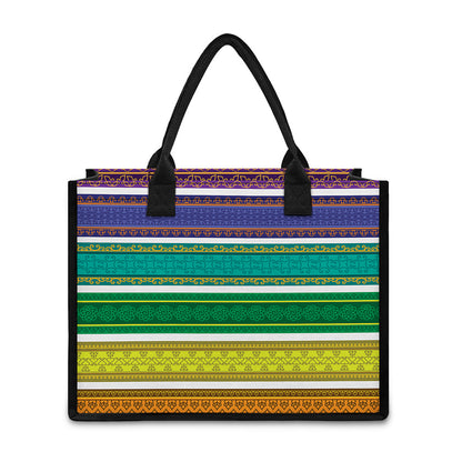 Colorful Ethnic Pattern Print Canvas Tote Bag