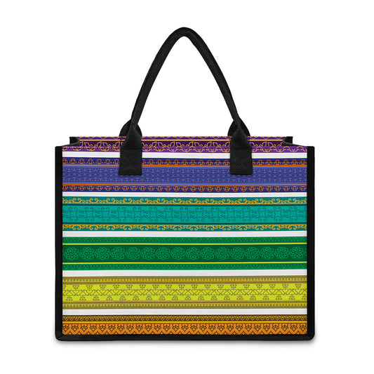 Colorful Ethnic Pattern Print Canvas Tote Bag
