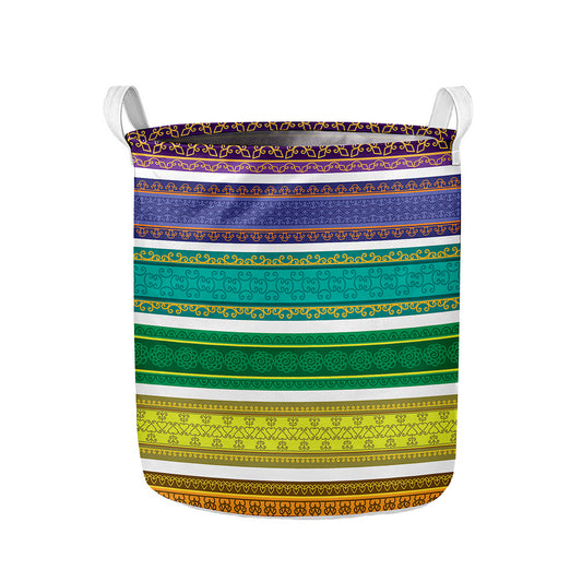 Colorful Ethnic Pattern Print Collapsible Laundry Basket