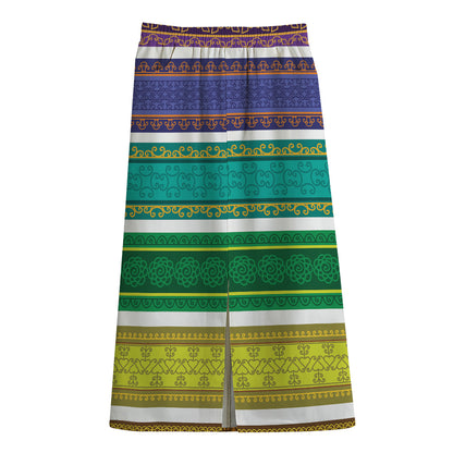 Colorful Ethnic Pattern Print Cotton Front Slit Maxi Skirt