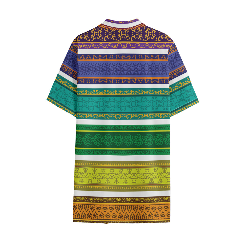 Colorful Ethnic Pattern Print Cotton Hawaiian Shirt