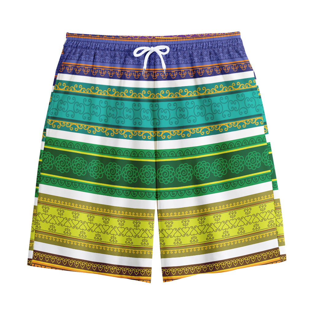 Colorful Ethnic Pattern Print Cotton Shorts