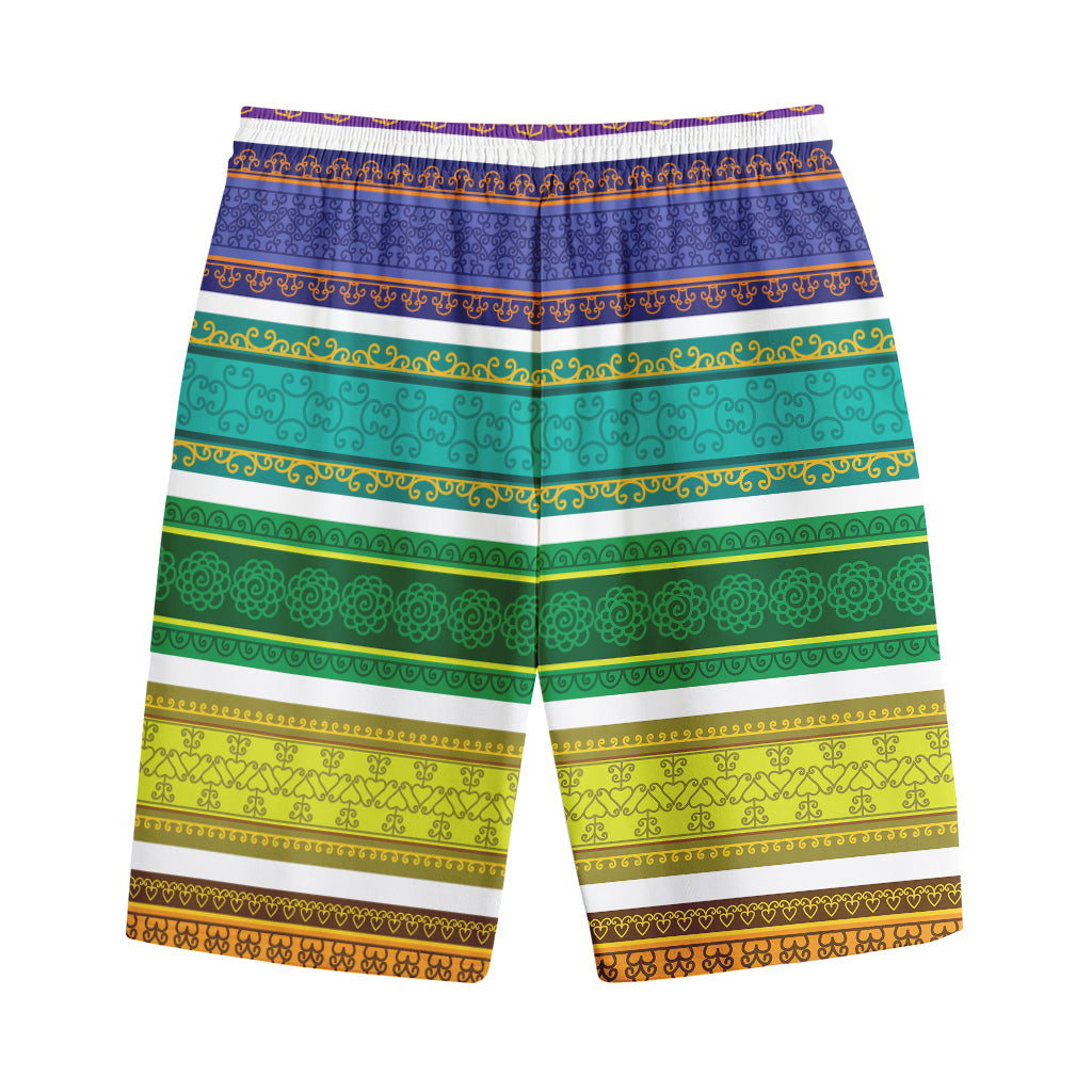 Colorful Ethnic Pattern Print Cotton Shorts