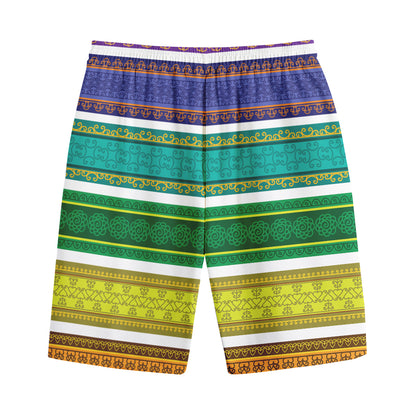 Colorful Ethnic Pattern Print Cotton Shorts