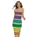 Colorful Ethnic Pattern Print Cross Back Cami Dress