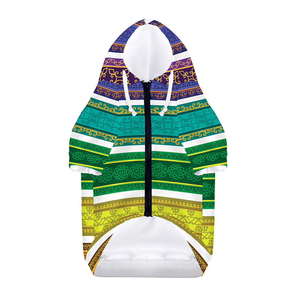 Colorful Ethnic Pattern Print Dog Zip Up Hoodie