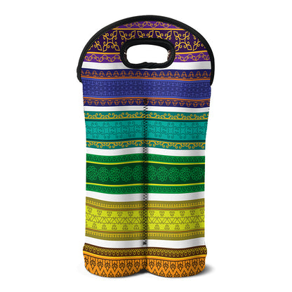 Colorful Ethnic Pattern Print Double Neoprene Wine Tote