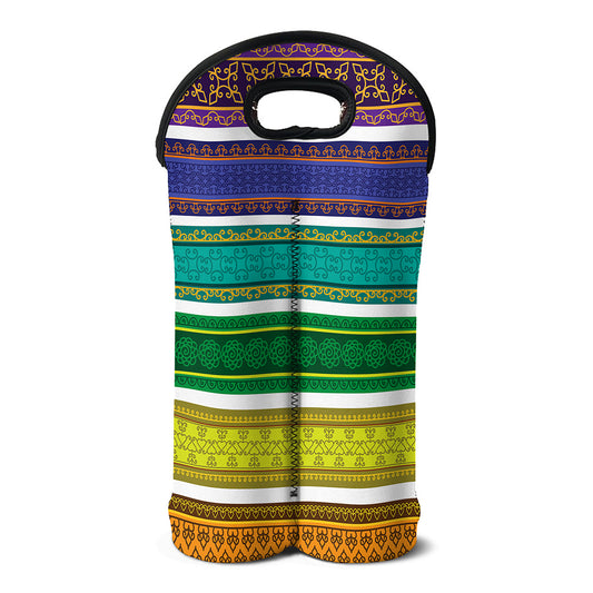 Colorful Ethnic Pattern Print Double Neoprene Wine Tote