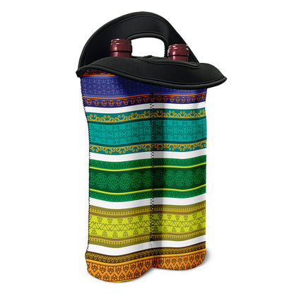 Colorful Ethnic Pattern Print Double Neoprene Wine Tote