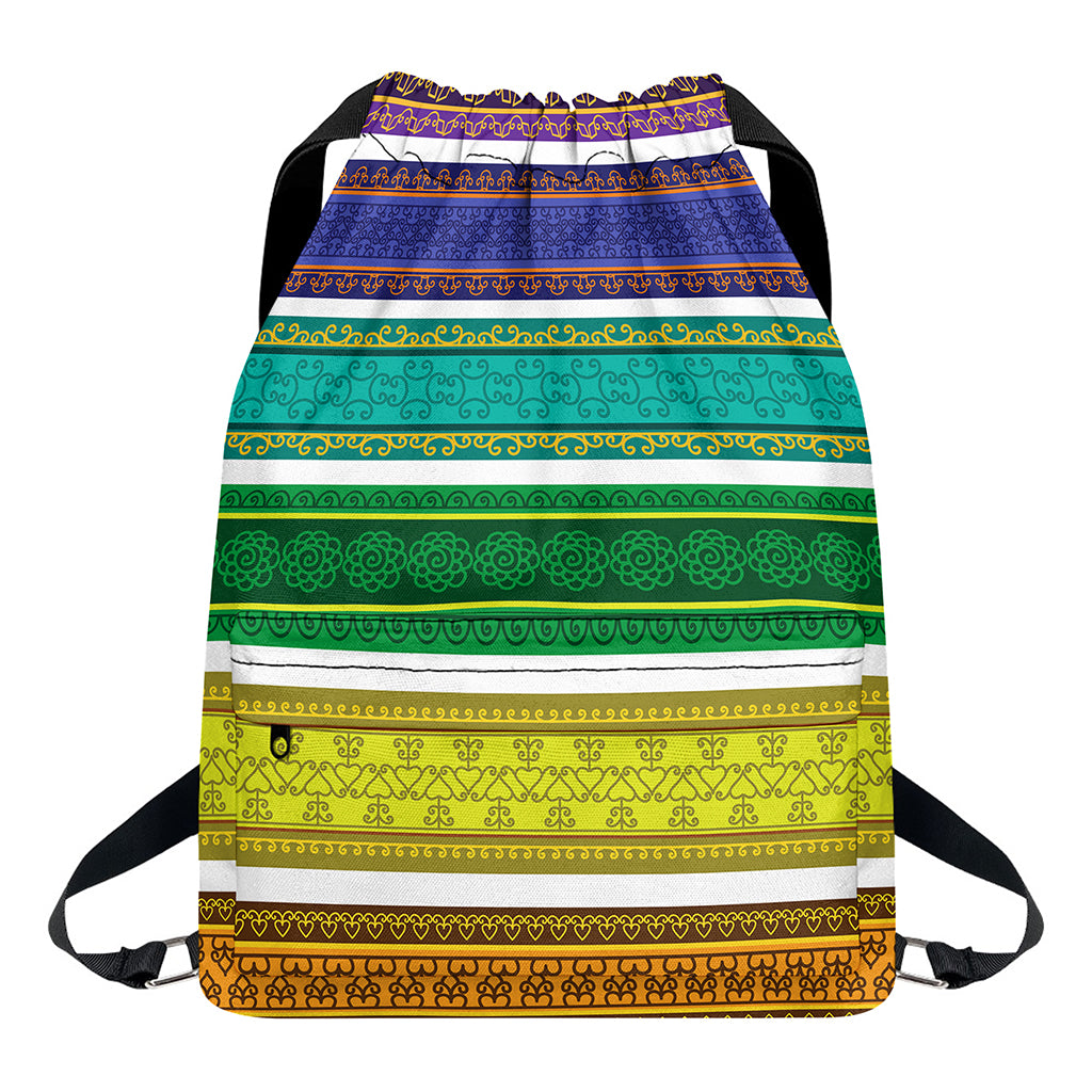 Colorful Ethnic Pattern Print Drawstring Backpack
