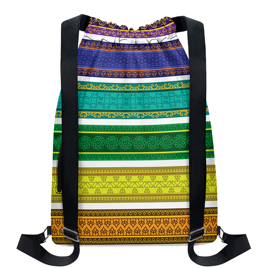 Colorful Ethnic Pattern Print Drawstring Backpack