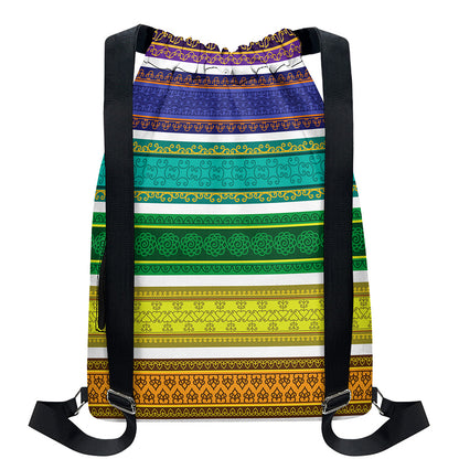 Colorful Ethnic Pattern Print Drawstring Backpack