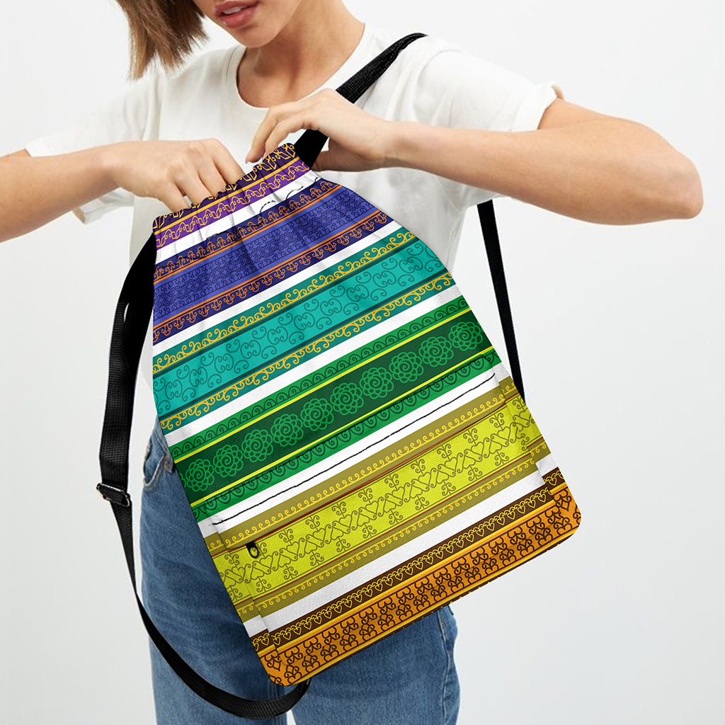 Colorful Ethnic Pattern Print Drawstring Backpack