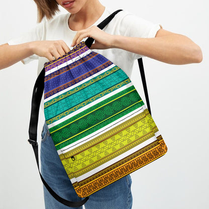 Colorful Ethnic Pattern Print Drawstring Backpack