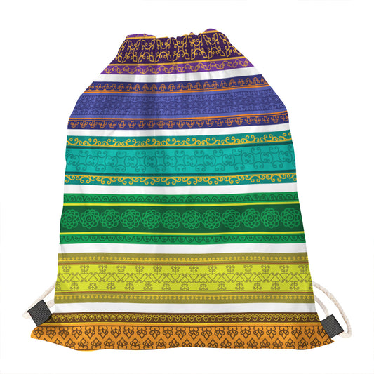 Colorful Ethnic Pattern Print Drawstring Bag
