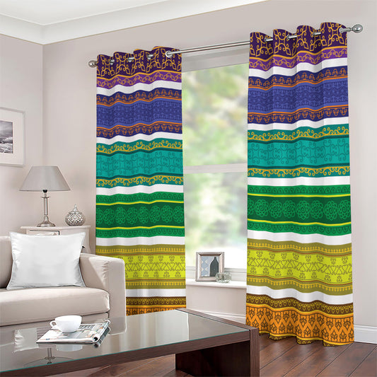 Colorful Ethnic Pattern Print Extra Wide Grommet Curtains