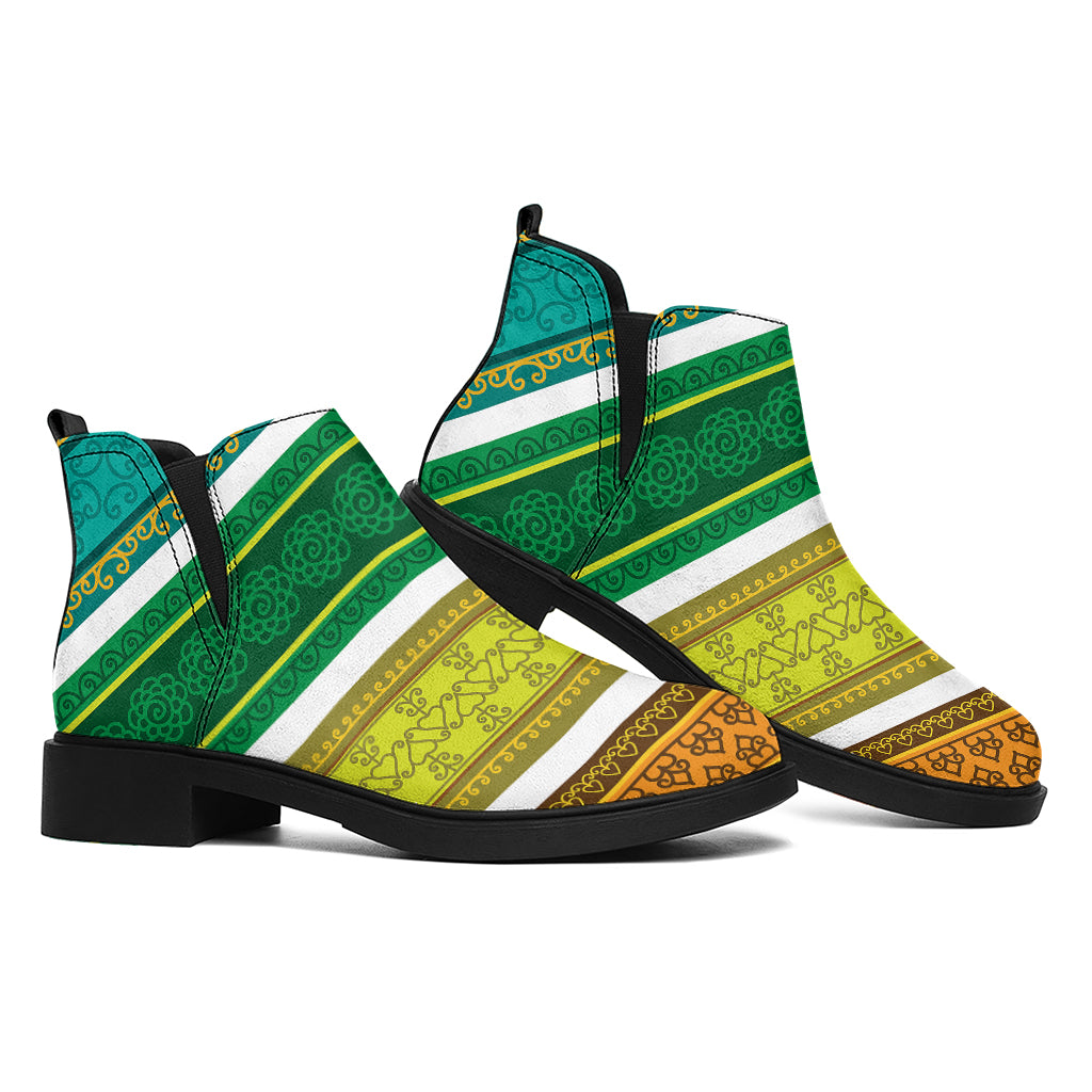 Colorful Ethnic Pattern Print Flat Ankle Boots