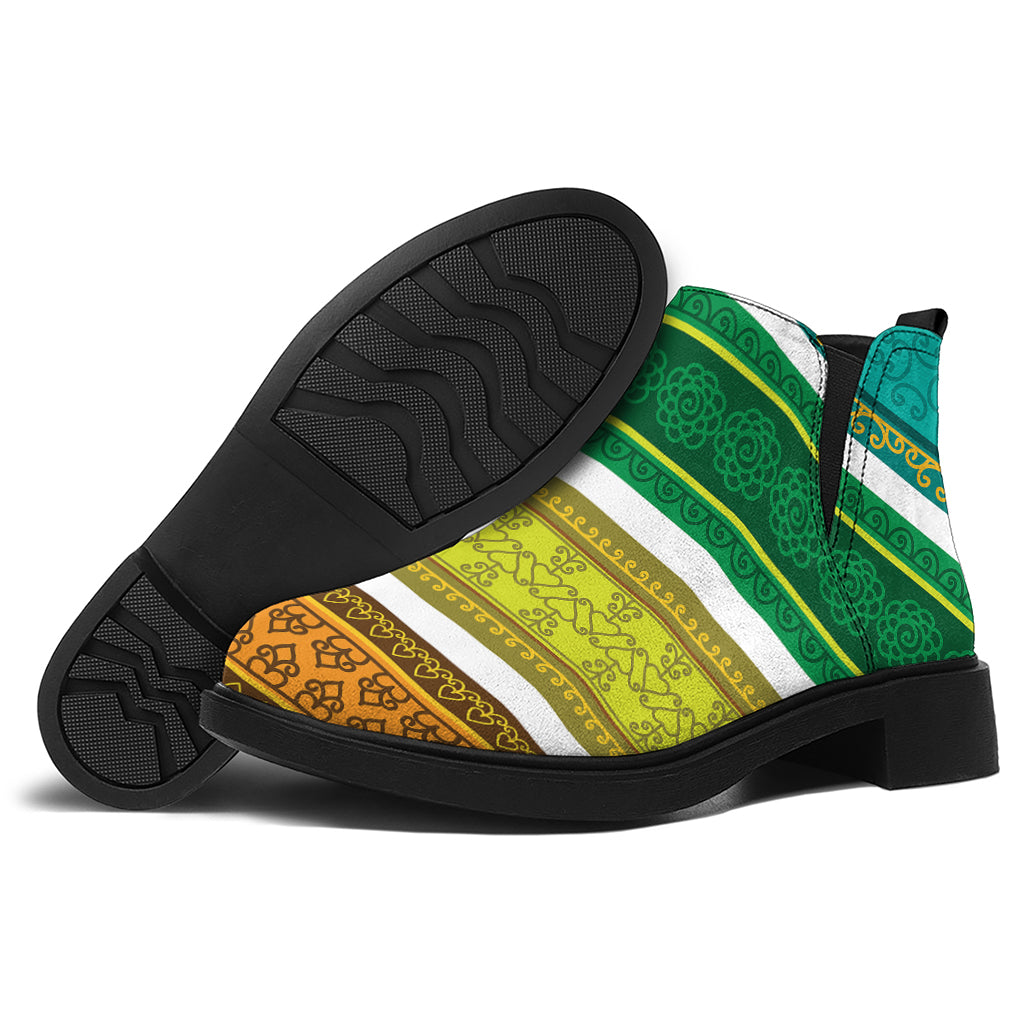 Colorful Ethnic Pattern Print Flat Ankle Boots