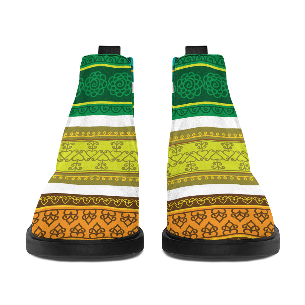 Colorful Ethnic Pattern Print Flat Ankle Boots