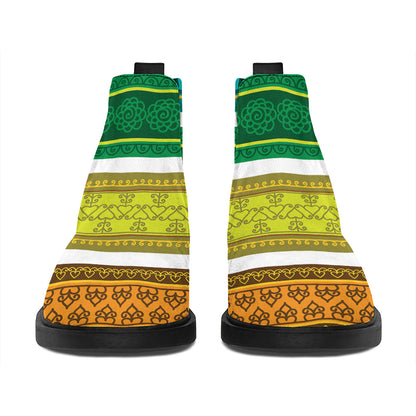 Colorful Ethnic Pattern Print Flat Ankle Boots