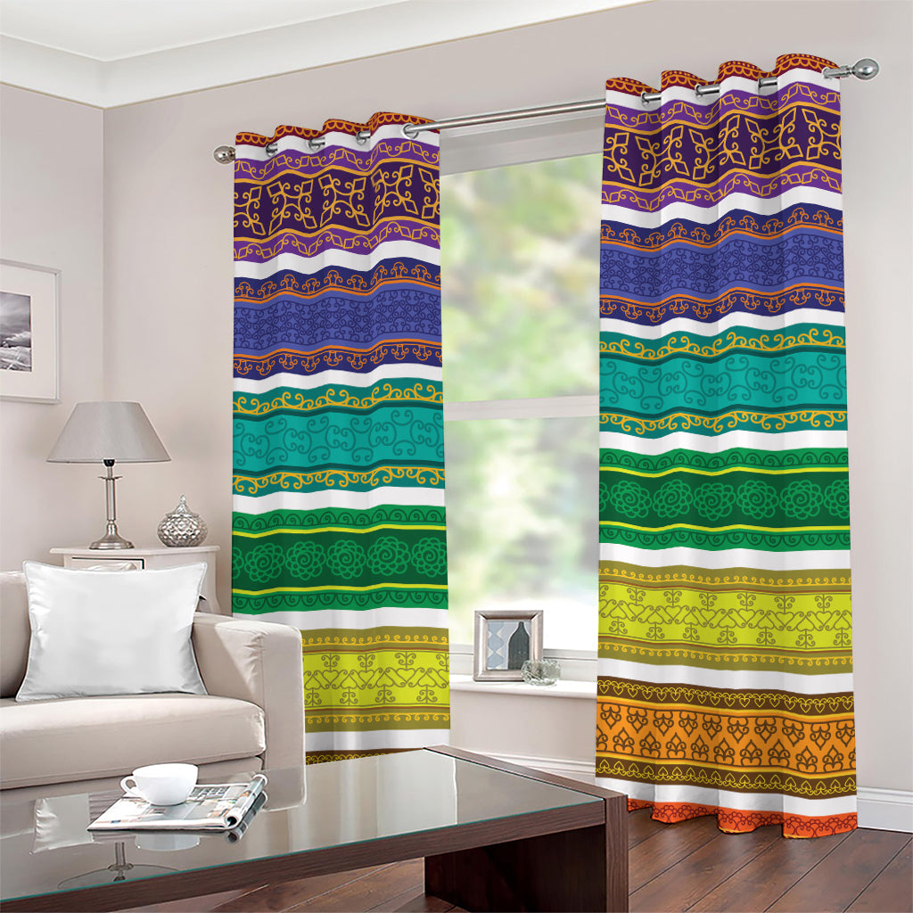 Colorful Ethnic Pattern Print Grommet Curtains