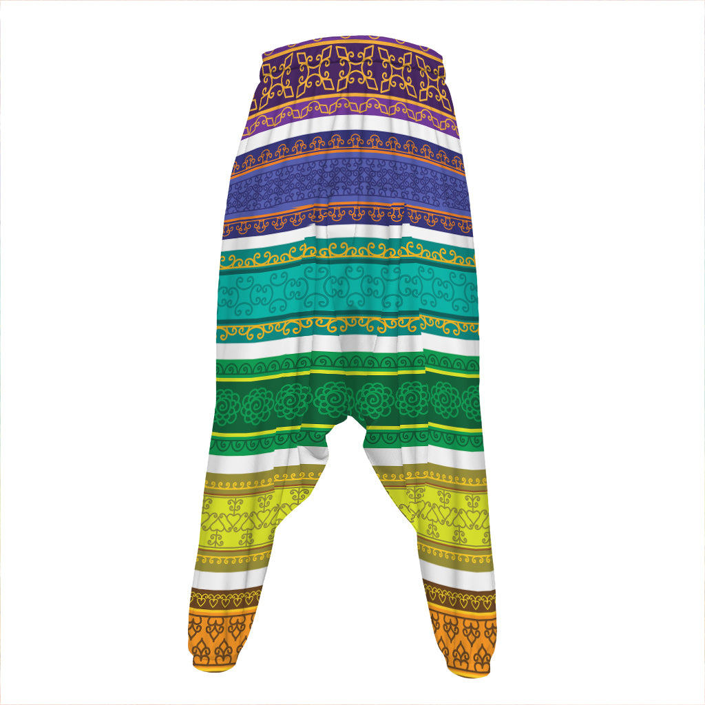 Colorful Ethnic Pattern Print Hammer Pants