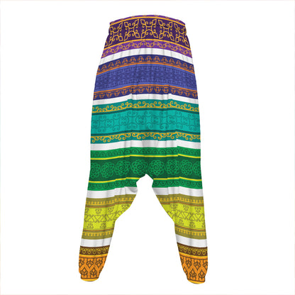 Colorful Ethnic Pattern Print Hammer Pants