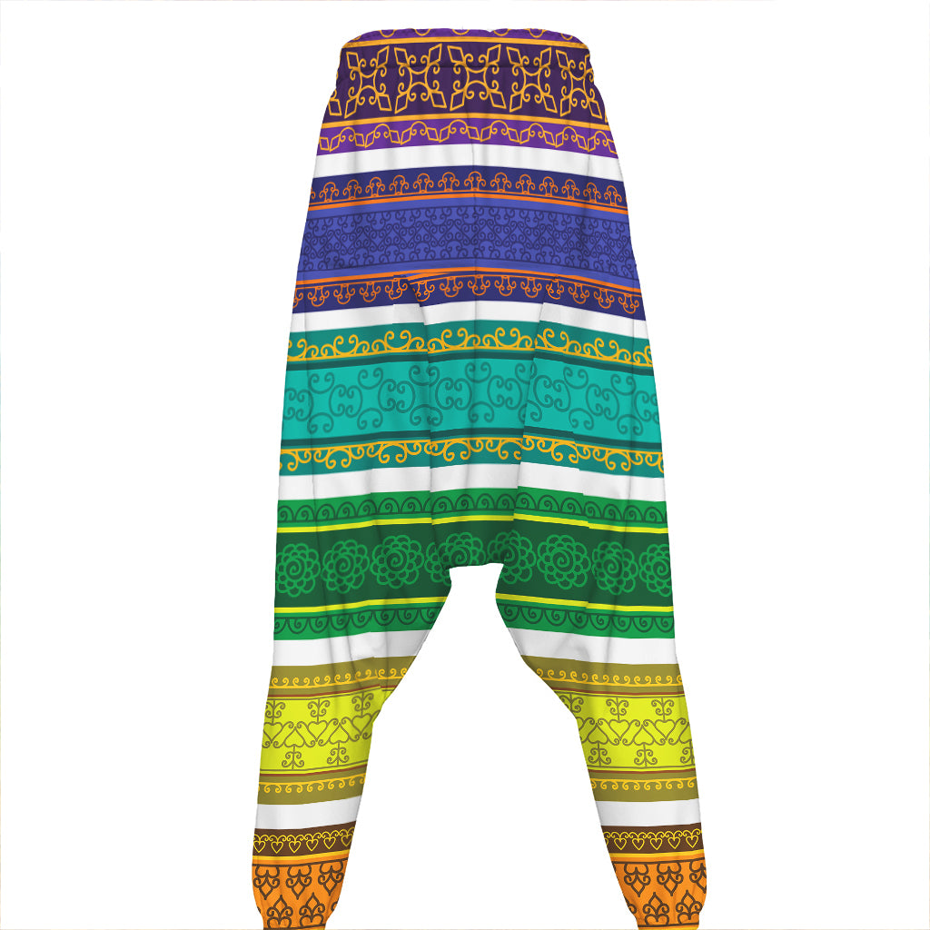 Colorful Ethnic Pattern Print Hammer Pants