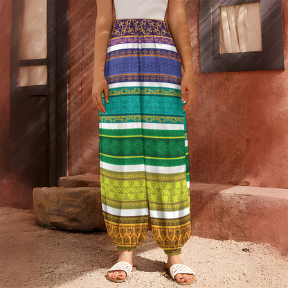 Colorful Ethnic Pattern Print Harem Pants