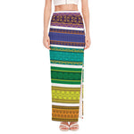 Colorful Ethnic Pattern Print High Slit Maxi Skirt