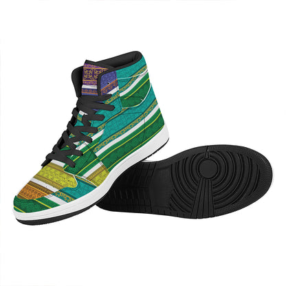 Colorful Ethnic Pattern Print High Top Leather Sneakers