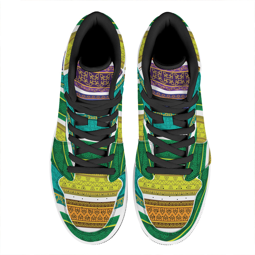 Colorful Ethnic Pattern Print High Top Leather Sneakers