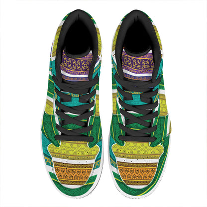 Colorful Ethnic Pattern Print High Top Leather Sneakers