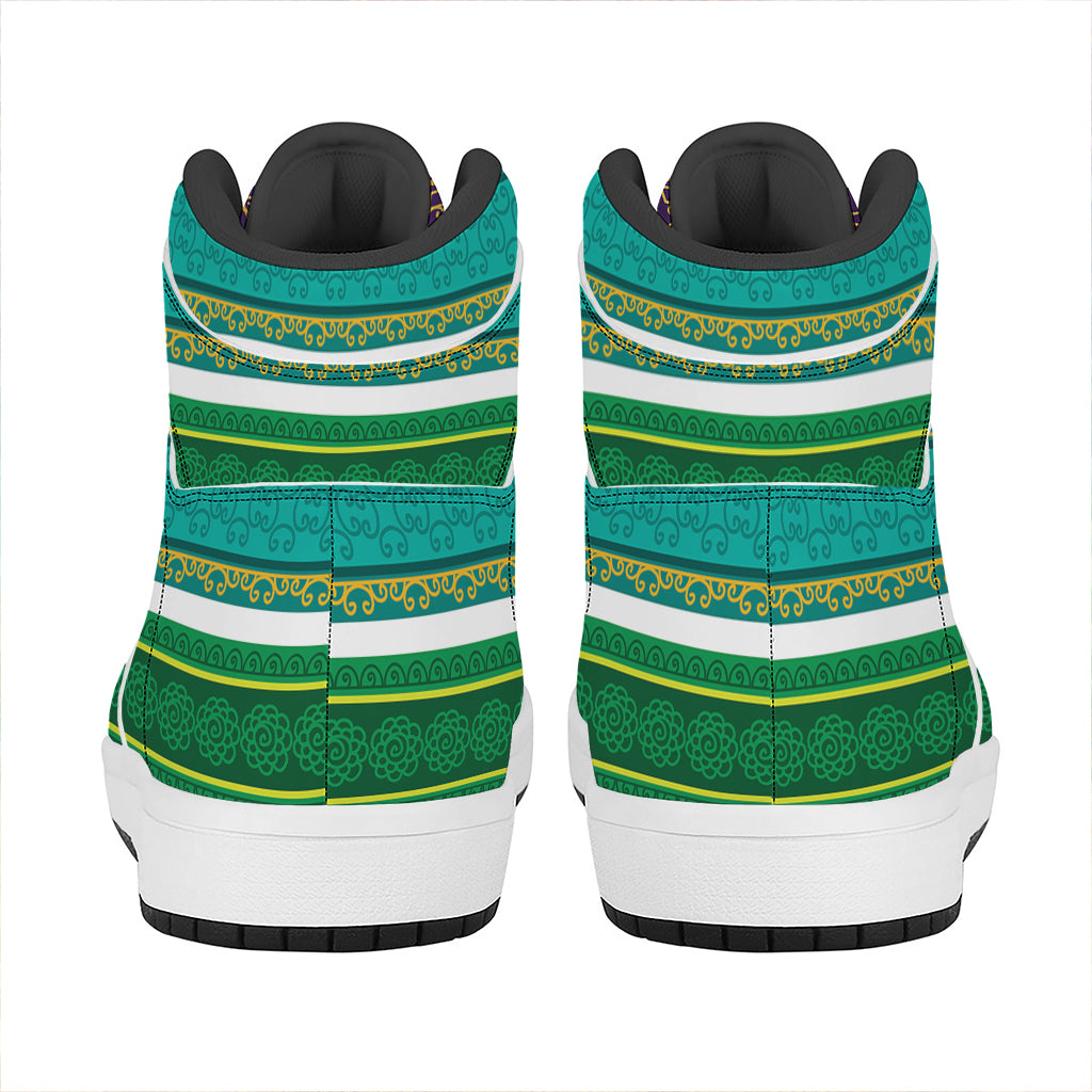 Colorful Ethnic Pattern Print High Top Leather Sneakers