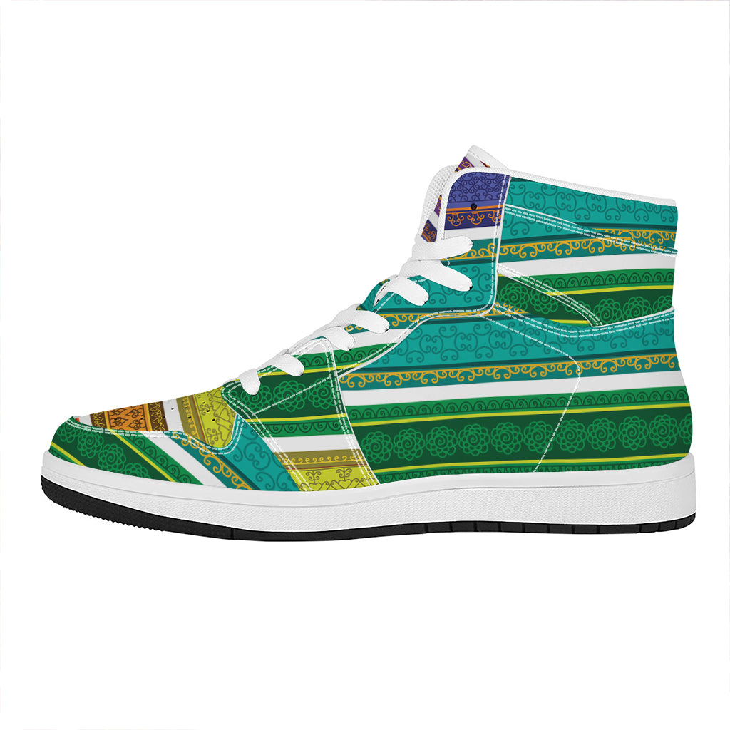 Colorful Ethnic Pattern Print High Top Leather Sneakers