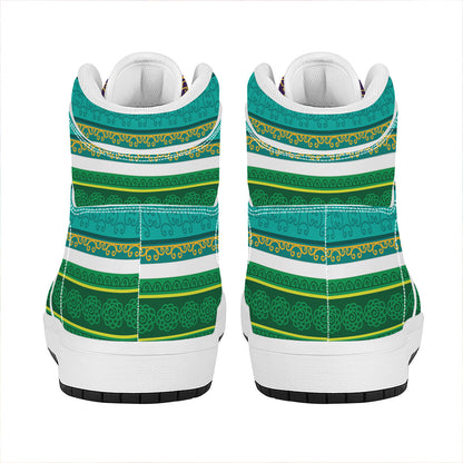 Colorful Ethnic Pattern Print High Top Leather Sneakers