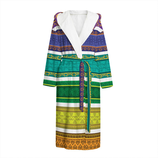 Colorful Ethnic Pattern Print Hooded Bathrobe