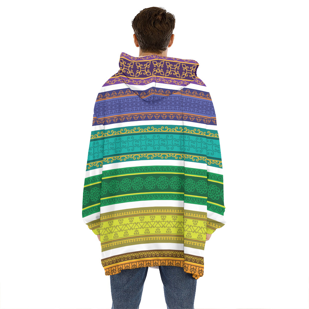 Colorful Ethnic Pattern Print Hoodie Blanket