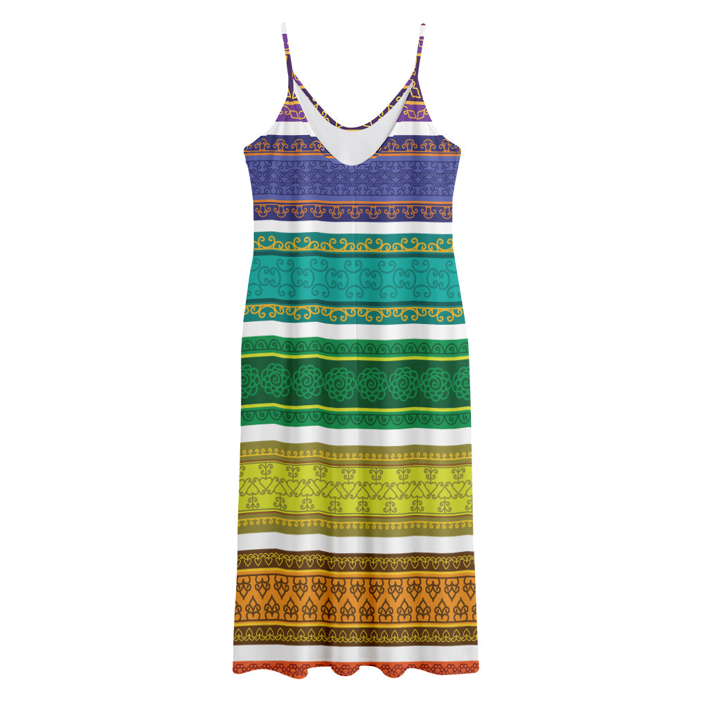 Colorful Ethnic Pattern Print Jersey Midi Cami Dress