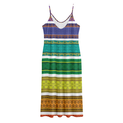 Colorful Ethnic Pattern Print Jersey Midi Cami Dress