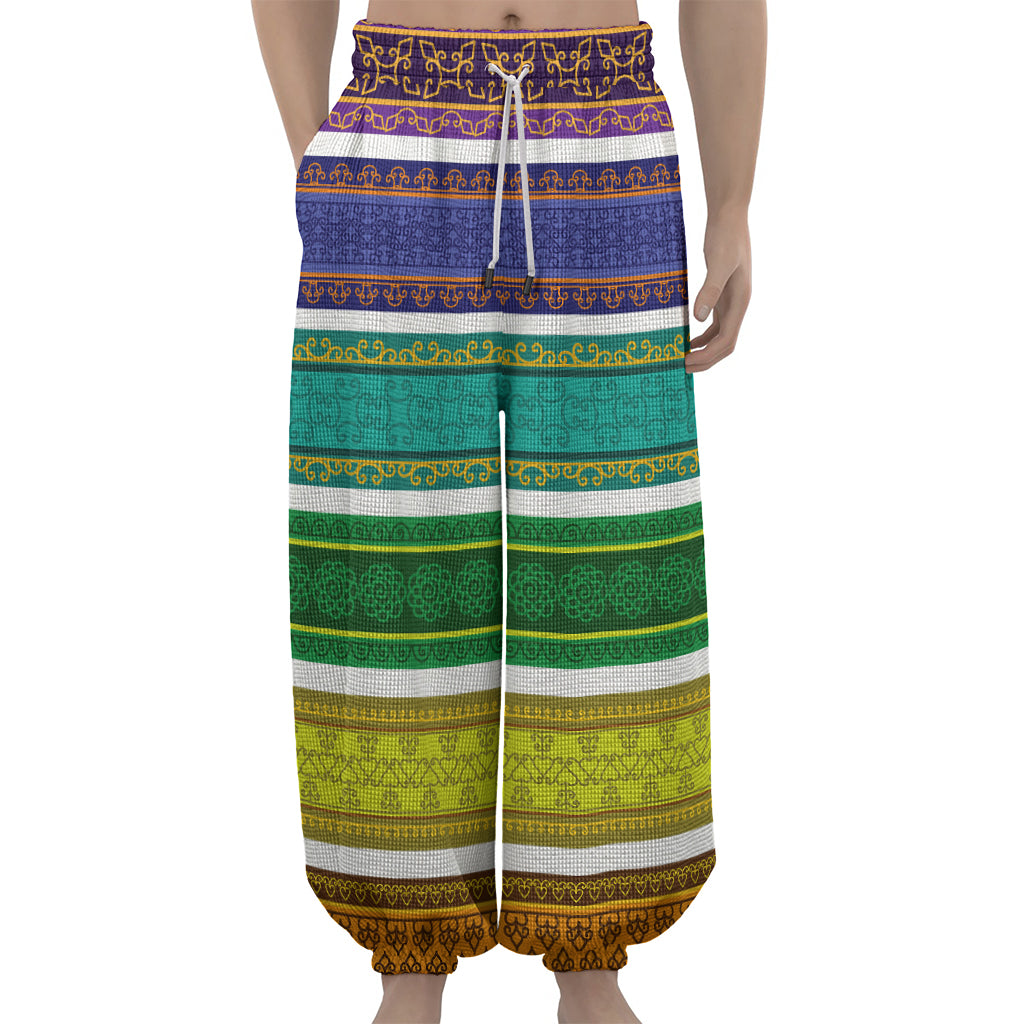 Colorful Ethnic Pattern Print Lantern Pants
