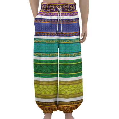 Colorful Ethnic Pattern Print Lantern Pants