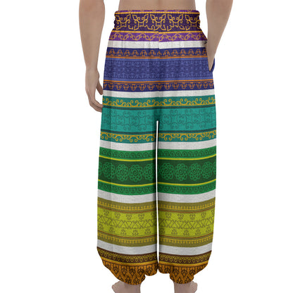 Colorful Ethnic Pattern Print Lantern Pants